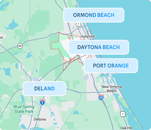 Primary window and door installation service areas near Daytona Beach