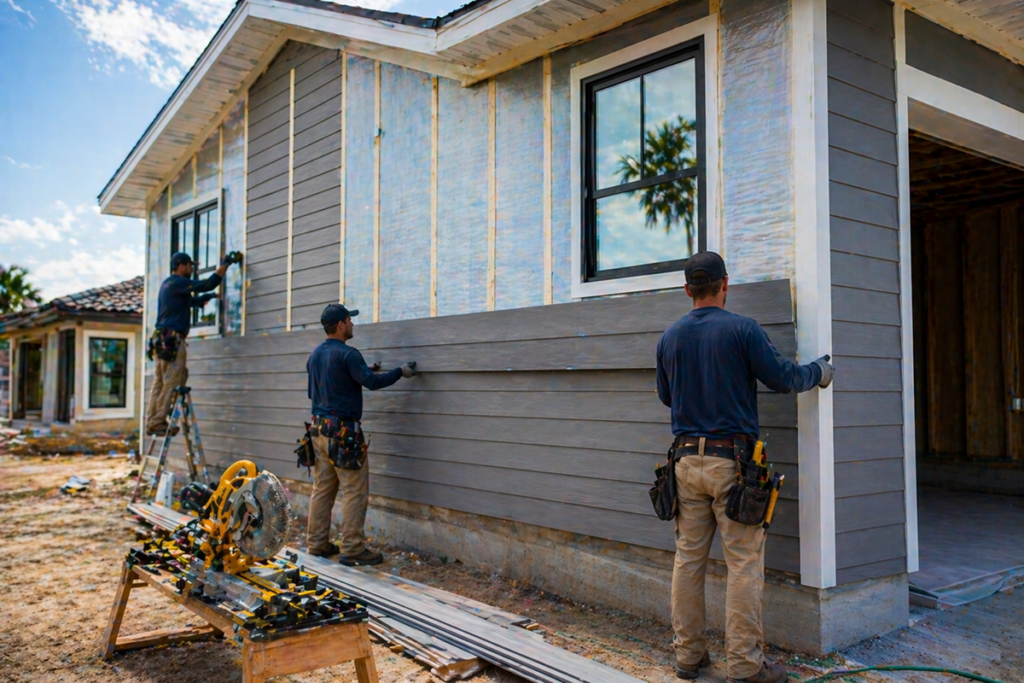 Professional siding installation on a Florida home